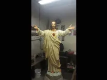 Restored statue of the Sacred Heart of Jesus.